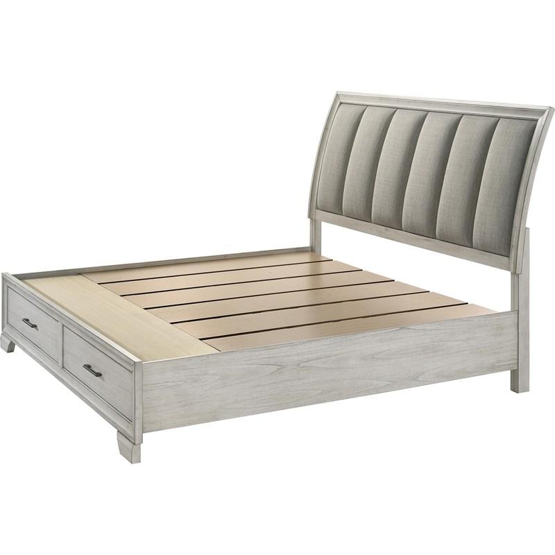 Large Picture of Crown Mark Jaymes B6582-Q Queen Storage Bed - White Mist