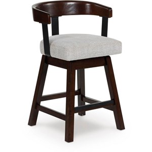 Signature Design by Ashley Haddigan D596-224 Upholstered Swivel Barstool (Dining Seating - Stools)