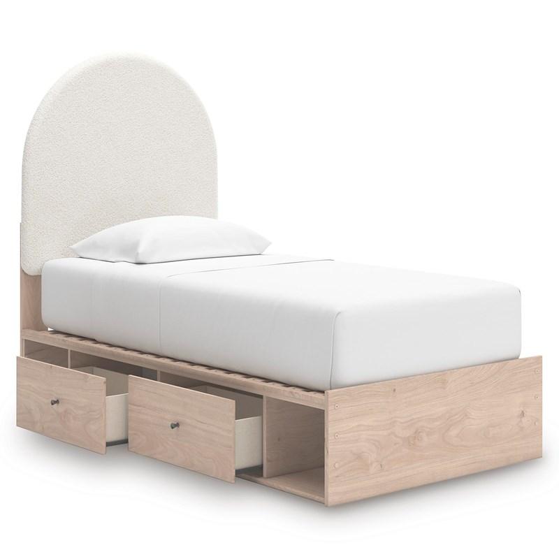 Large Picture of Signature Design by Ashley Arloster PCB1566B6 Twin Upholstered Panel Bed with Storage
