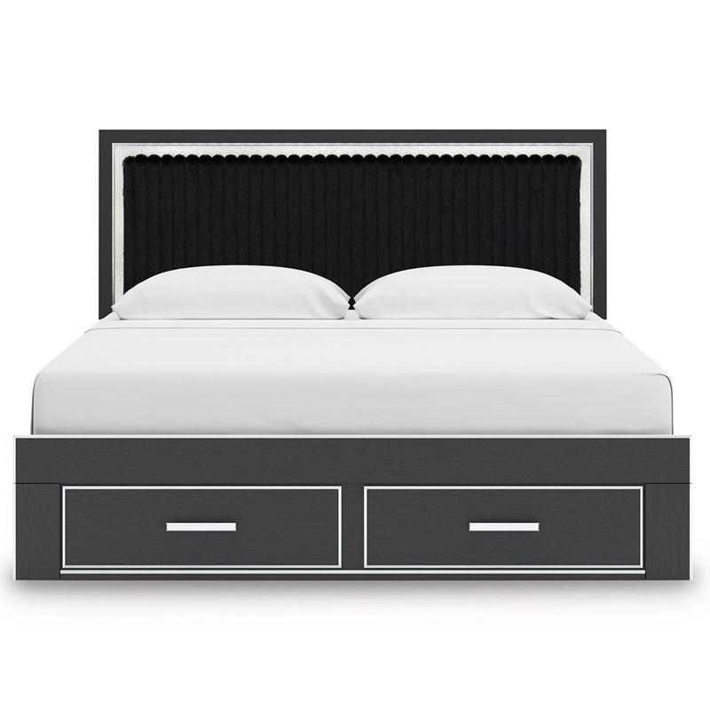 Large Picture of Signature Design by Ashley Zuraleus PCB3380B11 King Upholstered Panel Storage Bed