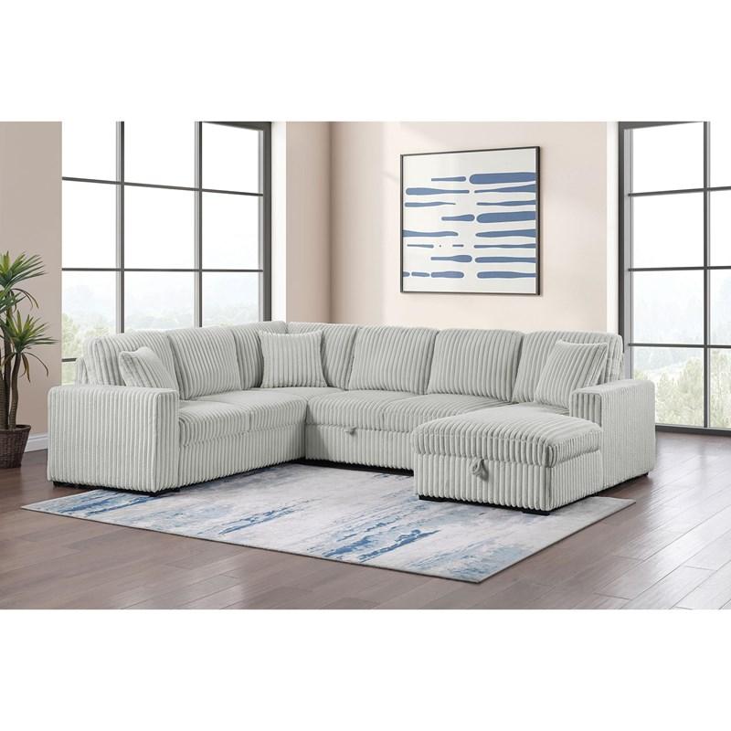 Large Picture of Coaster Furniture Devonshire 501208 Sleeper Sectional Sofa Storage Chaise - Grey