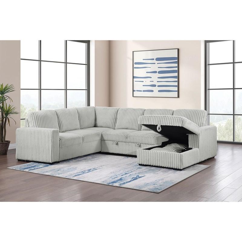 Large Picture of Coaster Furniture Devonshire 501208 Sleeper Sectional Sofa Storage Chaise - Grey