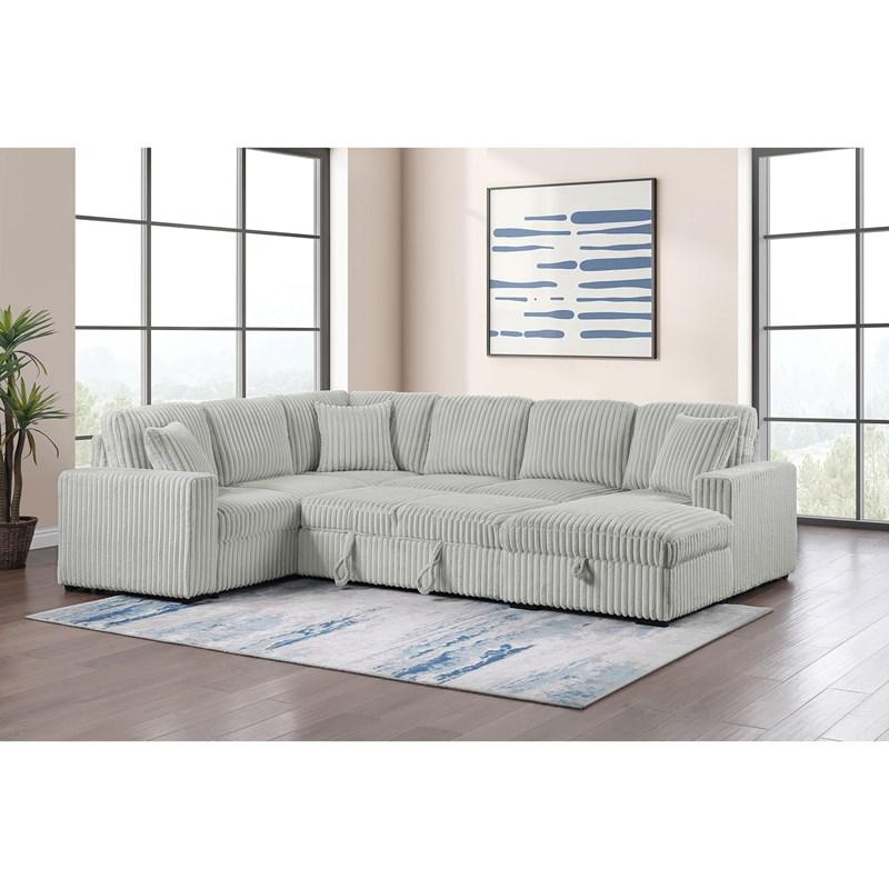 Large Picture of Coaster Furniture Devonshire 501208 Sleeper Sectional Sofa Storage Chaise - Grey