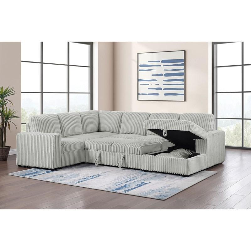 Large Picture of Coaster Furniture Devonshire 501208 Sleeper Sectional Sofa Storage Chaise - Grey
