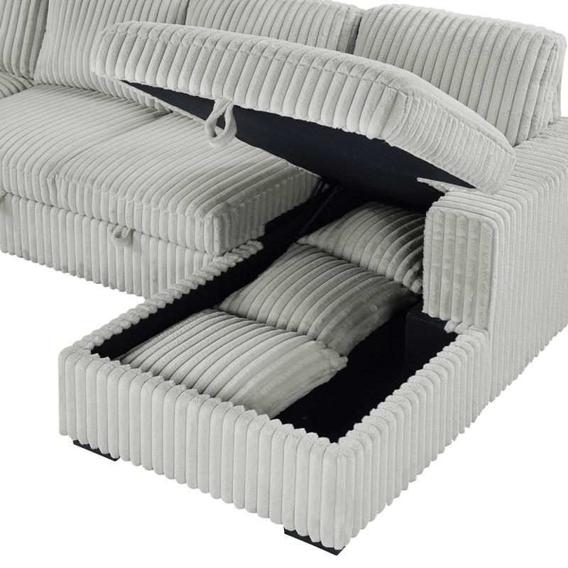Large Picture of Coaster Furniture Devonshire 501208 Sleeper Sectional Sofa Storage Chaise - Grey