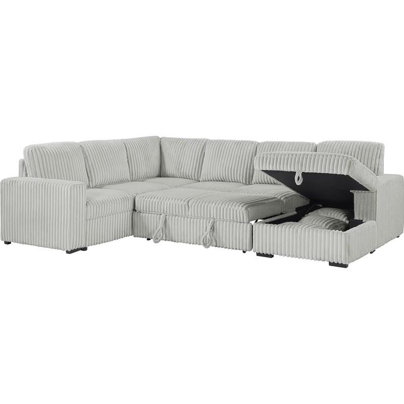 Large Picture of Coaster Furniture Devonshire 501208 Sleeper Sectional Sofa Storage Chaise - Grey