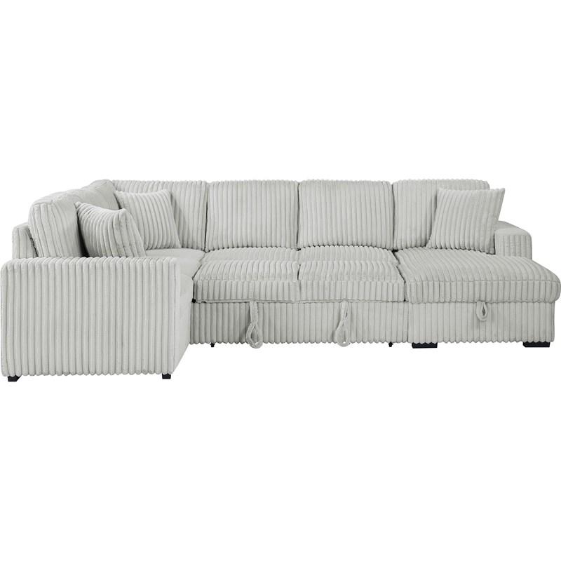 Large Picture of Coaster Furniture Devonshire 501208 Sleeper Sectional Sofa Storage Chaise - Grey