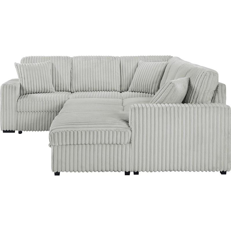 Large Picture of Coaster Furniture Devonshire 501208 Sleeper Sectional Sofa Storage Chaise - Grey