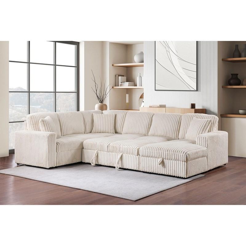 Large Picture of Coaster Furniture Devonshire 501205 Sleeper Sectional Sofa Storage Chaise - Camel