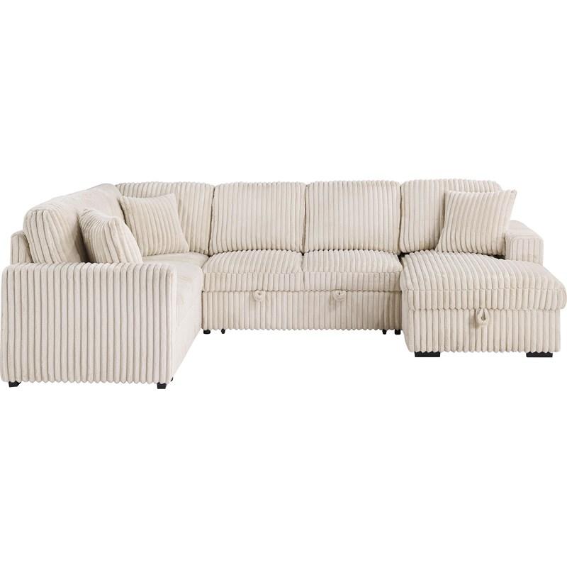 Large Picture of Coaster Furniture Devonshire 501205 Sleeper Sectional Sofa Storage Chaise - Camel