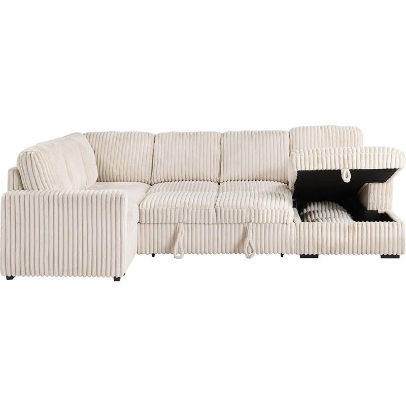 Large Picture of Coaster Furniture Devonshire 501205 Sleeper Sectional Sofa Storage Chaise - Camel