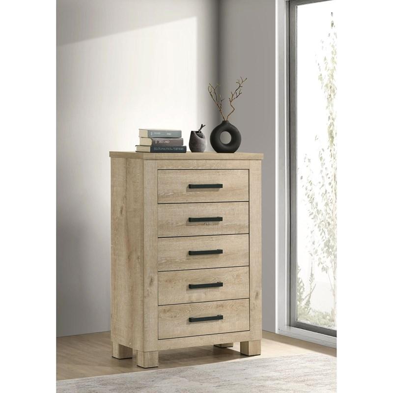 Large Picture of Coaster Furniture Oakglen 225105 5-drawer Chest - Weathered Oak