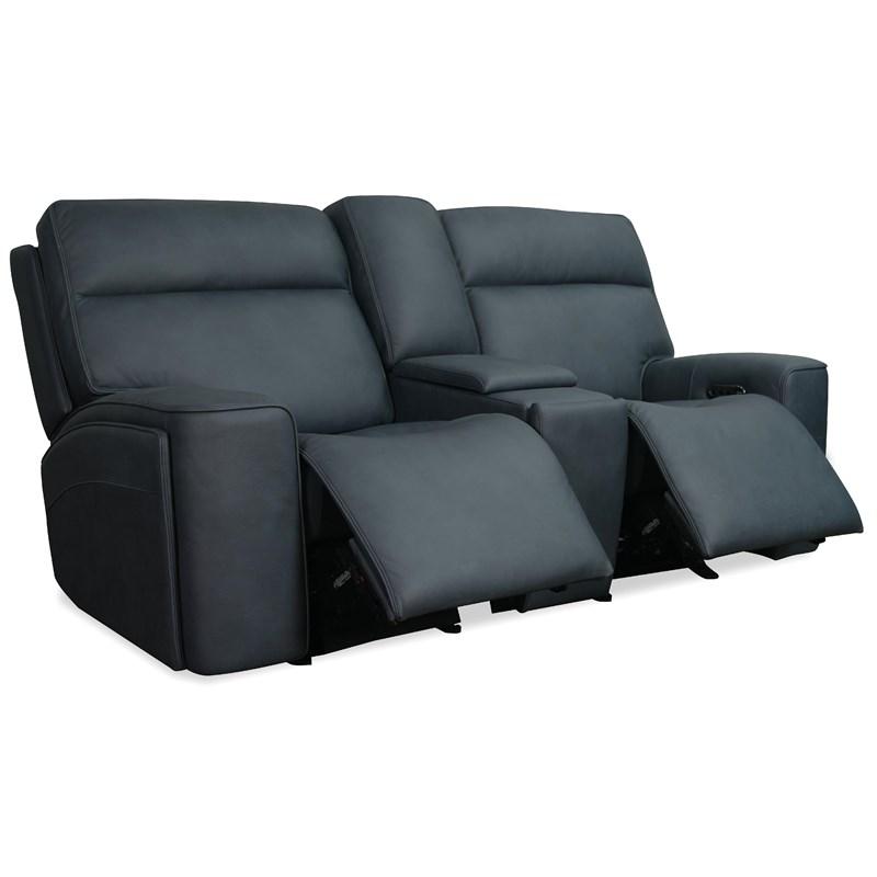 Large Picture of Hooker Furniture SS708-PHLG2C-048 Riverton Power Gliding Console Loveseat with Power Headrest/Lumbar