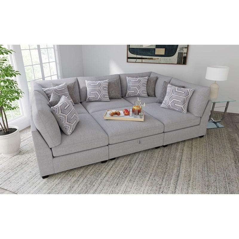 Large Picture of Coaster Furniture Cambria 551511-S6A 6 pc Upholstered Modular Sectional - Grey