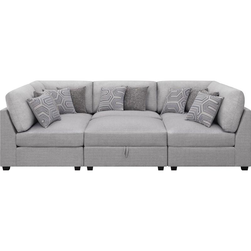 Large Picture of Coaster Furniture Cambria 551511-S6A 6 pc Upholstered Modular Sectional - Grey