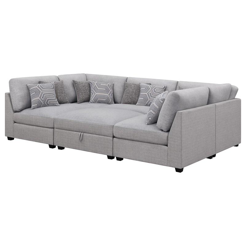 Large Picture of Coaster Furniture Cambria 551511-S6A 6 pc Upholstered Modular Sectional - Grey