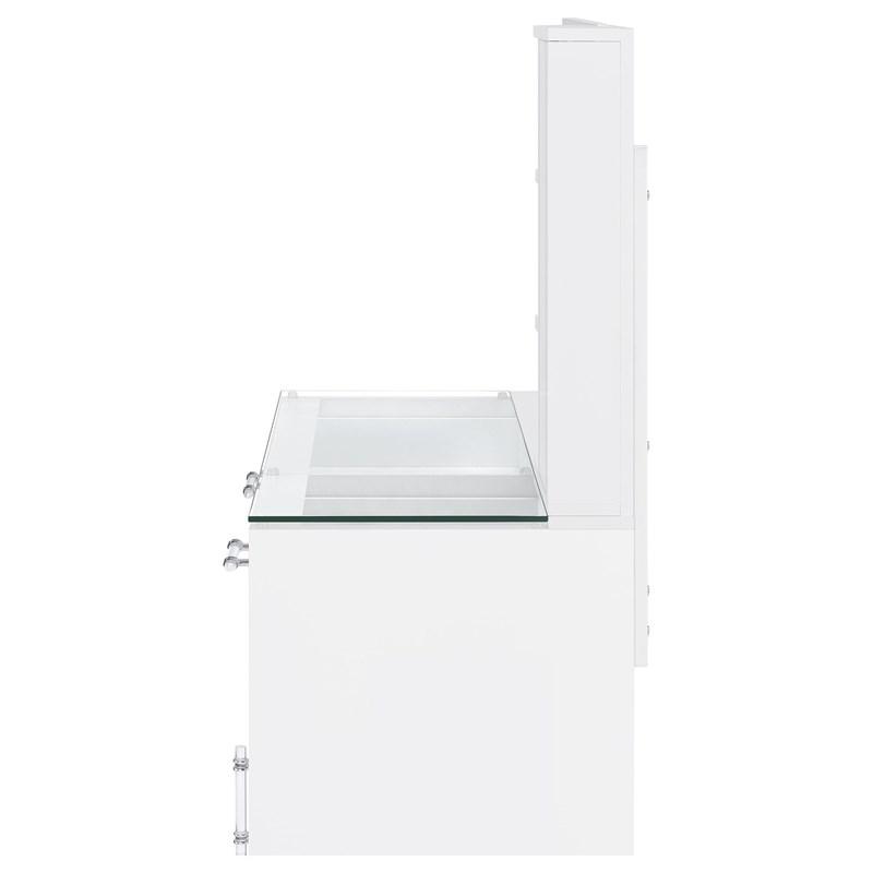 Large Picture of Coaster Furniture Flora 930218 2-drawer Vanity Set with LED Mirror - White High Gloss