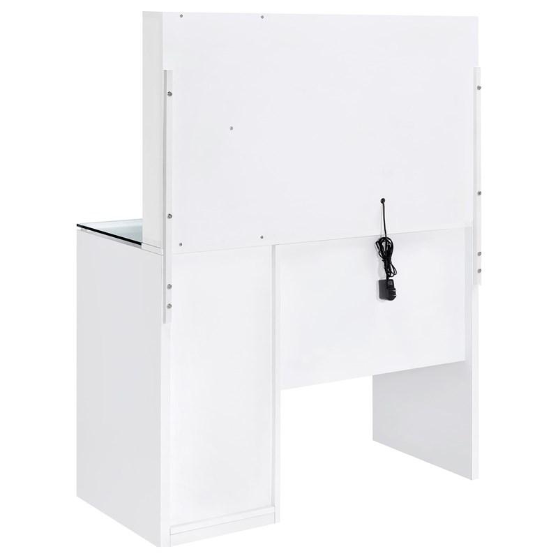 Large Picture of Coaster Furniture Flora 930218 2-drawer Vanity Set with LED Mirror - White High Gloss