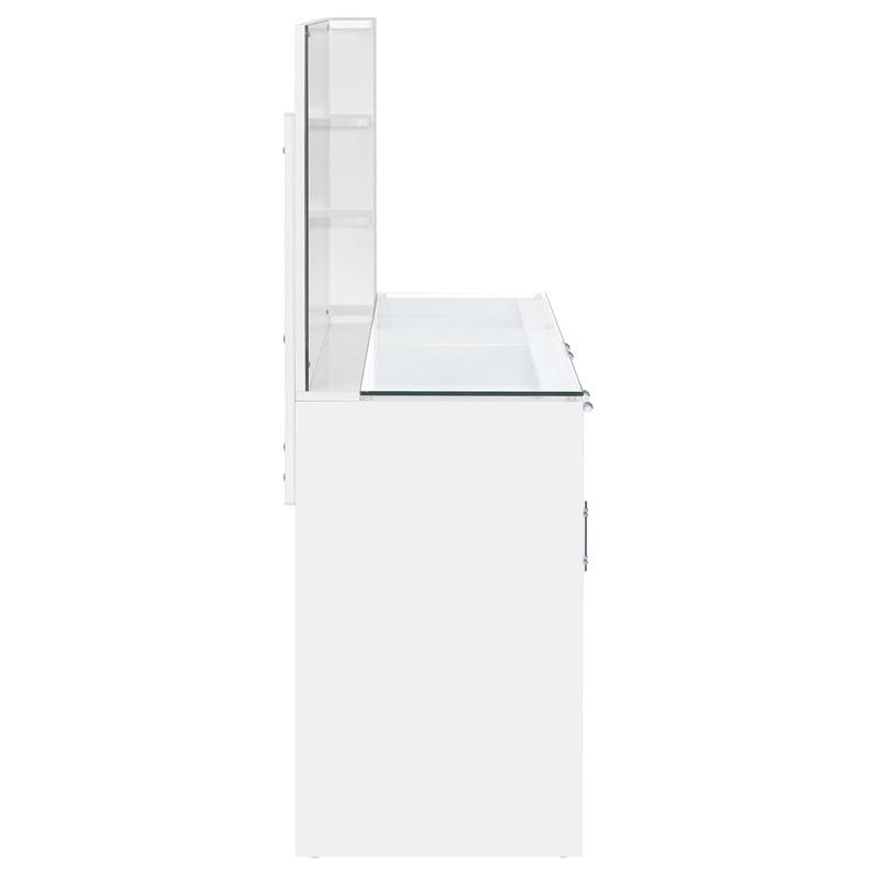 Large Picture of Coaster Furniture Flora 930218 2-drawer Vanity Set with LED Mirror - White High Gloss