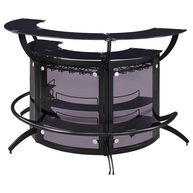 Large Picture of Coaster Furniture Dallas 182135-S3 3-piece Curved Freestanding Home Bar Cabinet - Black