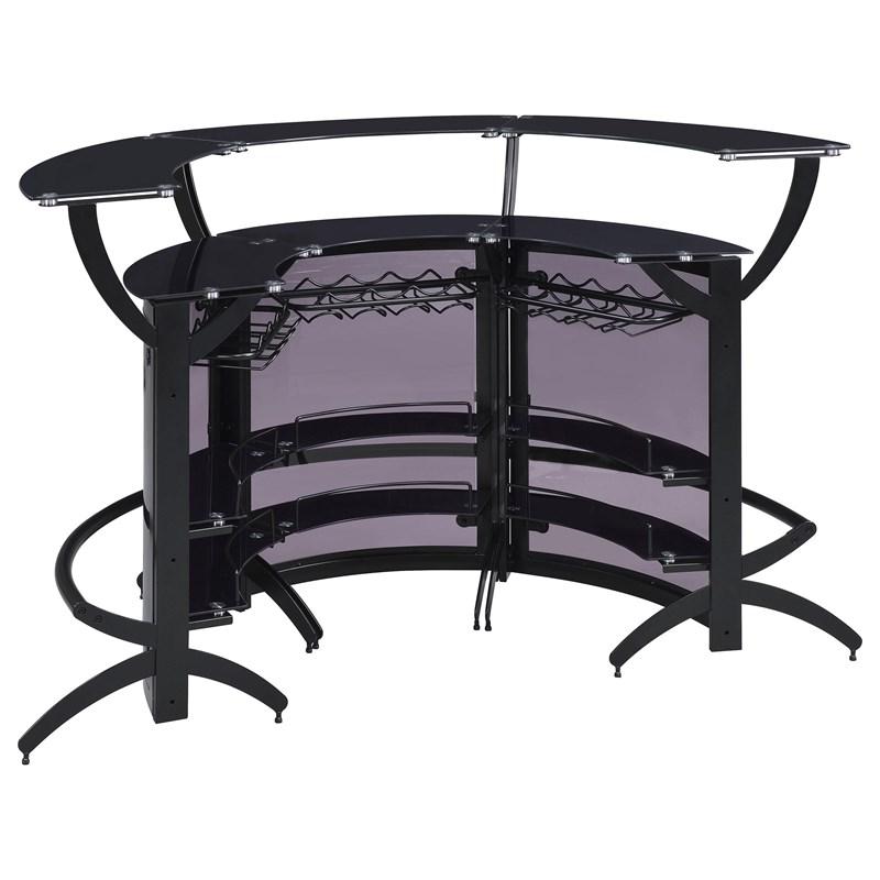 Large Picture of Coaster Furniture Dallas 182135-S3 3-piece Curved Freestanding Home Bar Cabinet - Black