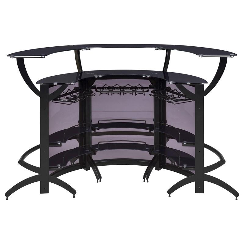 Large Picture of Coaster Furniture Dallas 182135-S3 3-piece Curved Freestanding Home Bar Cabinet - Black