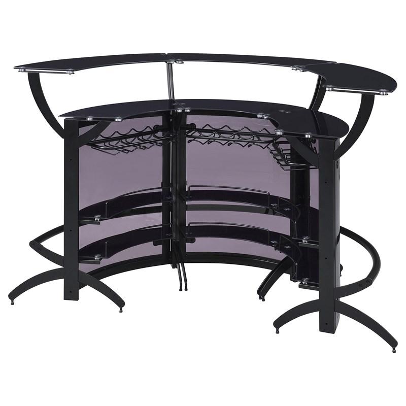 Large Picture of Coaster Furniture Dallas 182135-S3 3-piece Curved Freestanding Home Bar Cabinet - Black