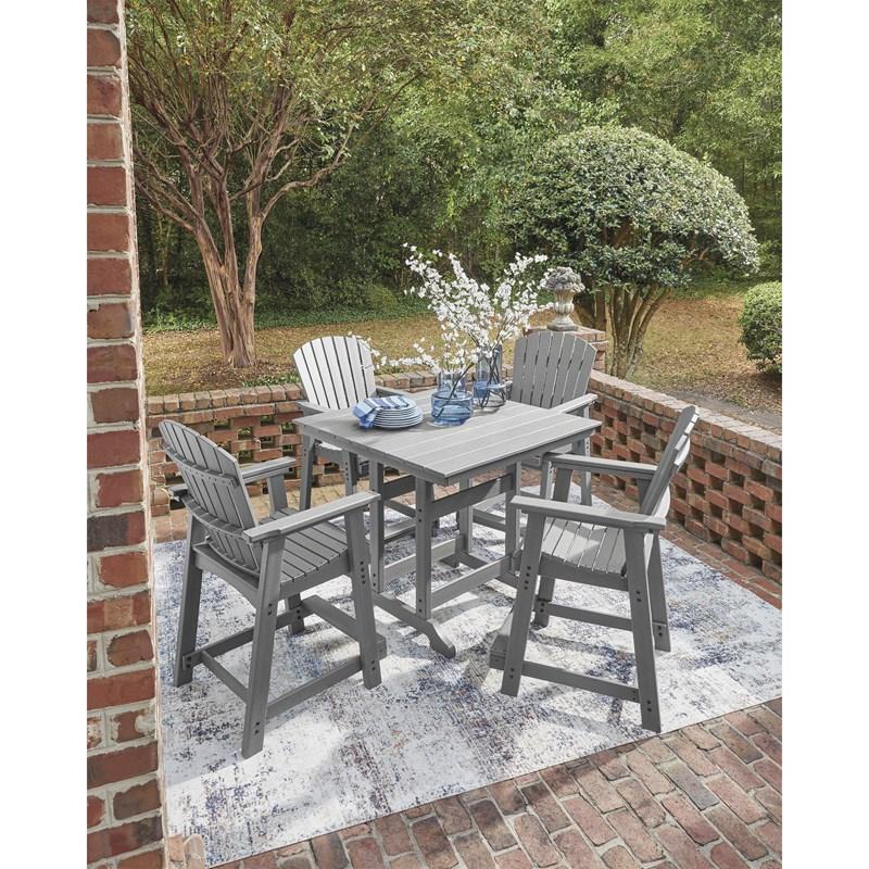 Large Picture of Signature Design by Ashley Sanctuary Beach PCP227-632 Square Counter Table with Umbrella Option