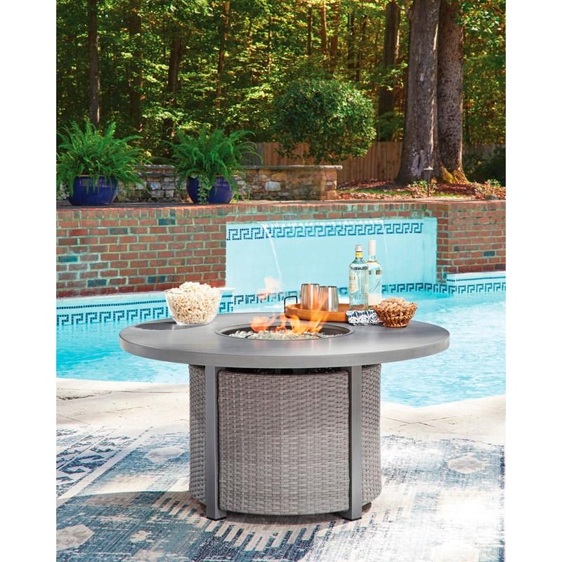 Large Picture of Signature Design by Ashley Half Moon Beach PCP418-776 Round Fire Pit Table