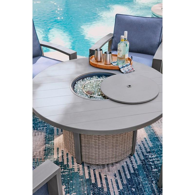 Large Picture of Signature Design by Ashley Half Moon Beach PCP418-776 Round Fire Pit Table
