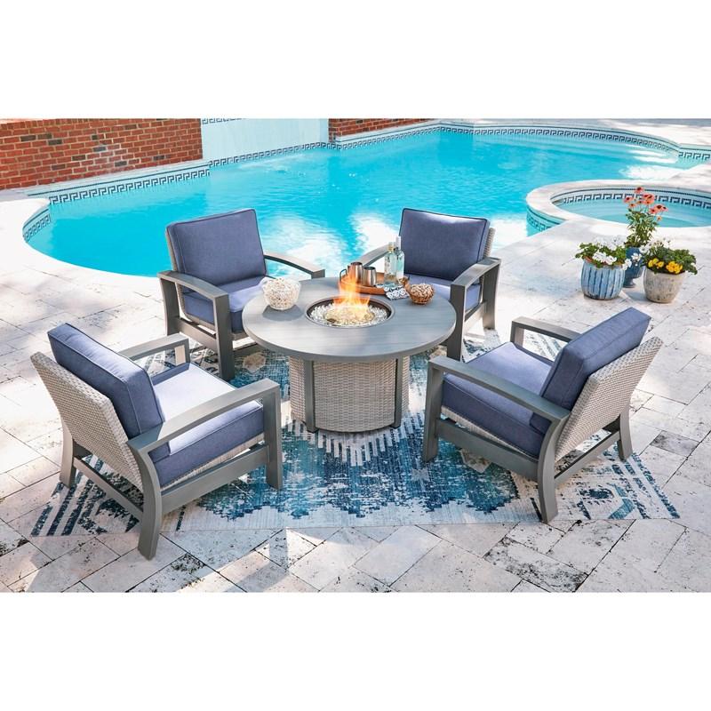 Large Picture of Signature Design by Ashley Half Moon Beach PCP418-776 Round Fire Pit Table