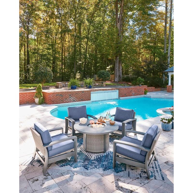 Large Picture of Signature Design by Ashley Half Moon Beach PCP418-776 Round Fire Pit Table