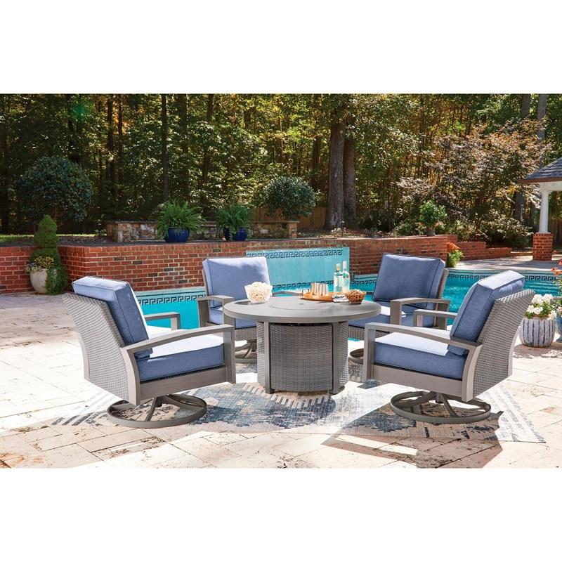 Large Picture of Signature Design by Ashley Half Moon Beach PCP418-776 Round Fire Pit Table