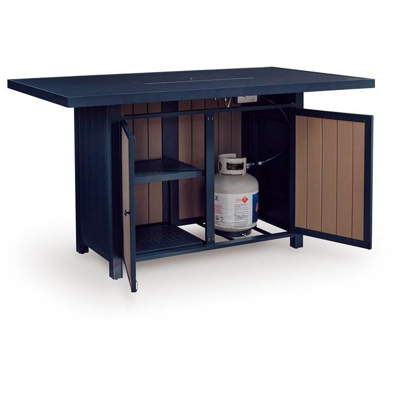 Large Picture of Signature Design by Ashley East Beach PCP587-665 Rectangular Bar Table with Fire Pit