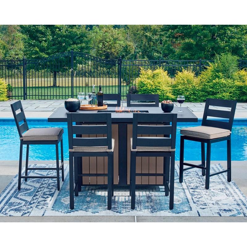 Large Picture of Signature Design by Ashley East Beach PCP587-665 Rectangular Bar Table with Fire Pit