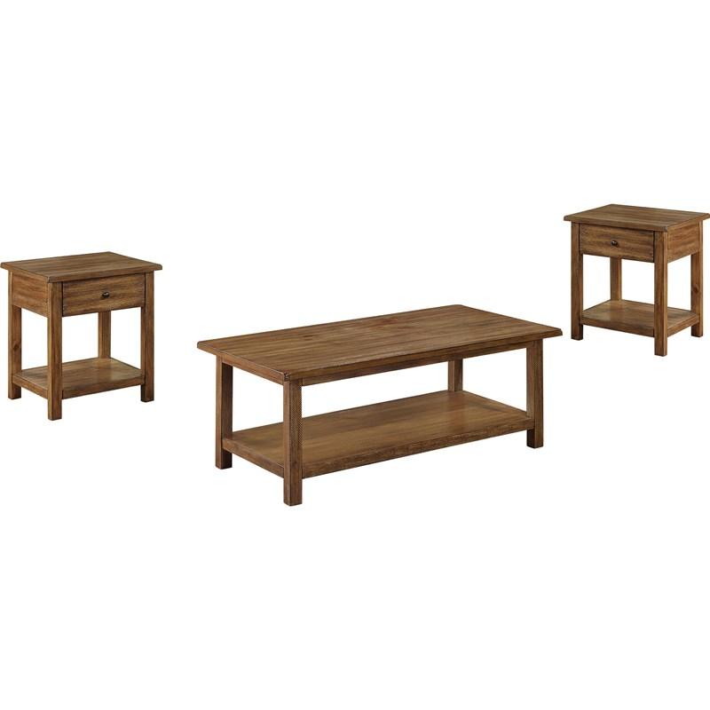 Large Picture of Coaster Furniture Payne 710548-S3 3-piece Coffee and 1-drawer End Table Set - Brown
