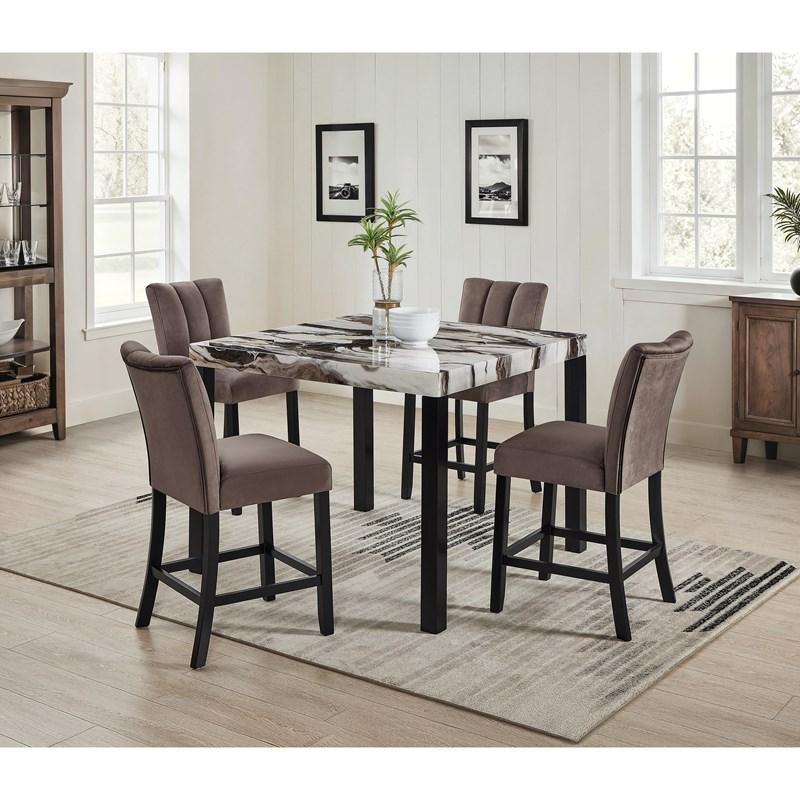 Large Picture of Crown Mark Vega 1720T-4545 Faux Marble Counter Height Dining Table