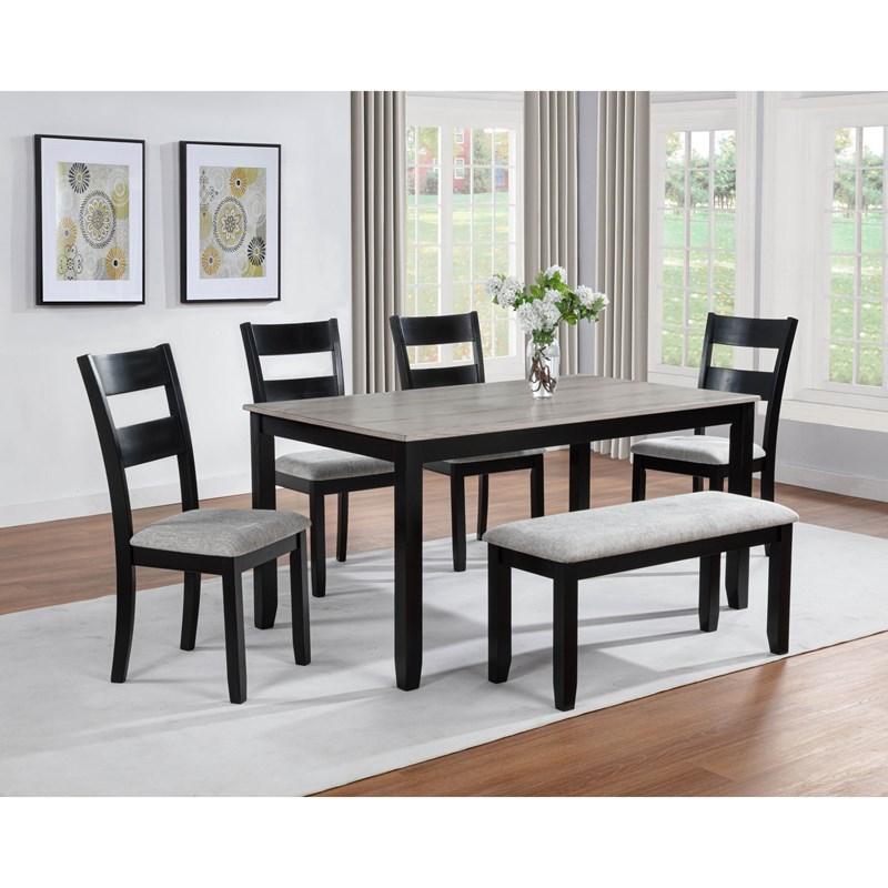 Large Picture of Crown Mark Lester 2231SET-LG 6 pc Dinette - Light Grey