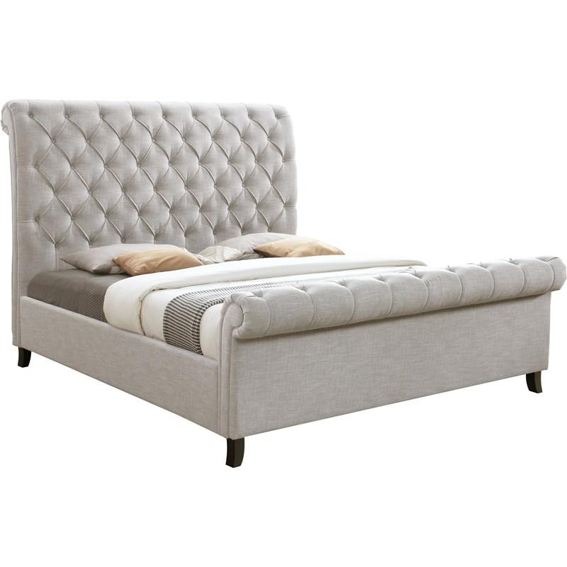 Crown Mark Kate 5103LG Queen Platform Bed - Light Grey Tweed