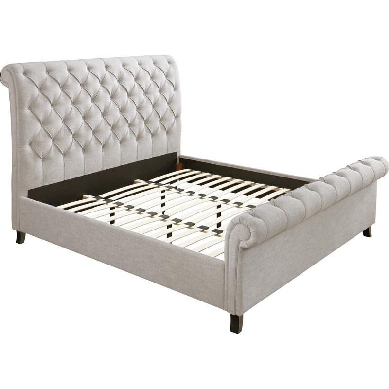 Large Picture of Crown Mark Kate 5103LG Queen Platform Bed - Light Grey Tweed