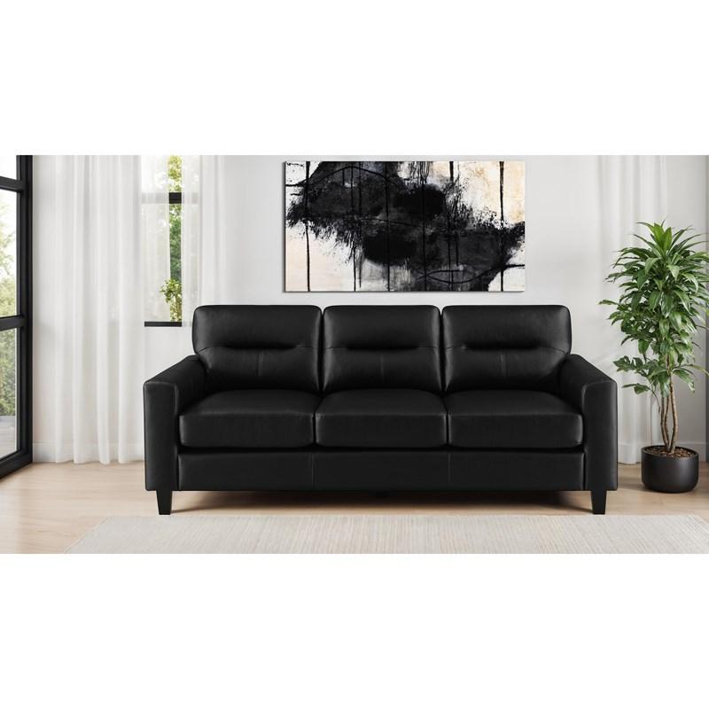 Large Picture of Coaster Furniture Scotland 504664 Faux Leather Upholstered Track Arm Sofa - Black