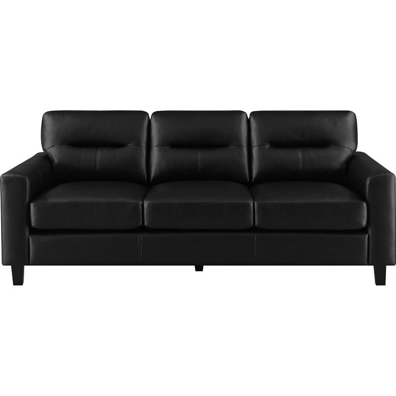 Large Picture of Coaster Furniture Scotland 504664 Faux Leather Upholstered Track Arm Sofa - Black