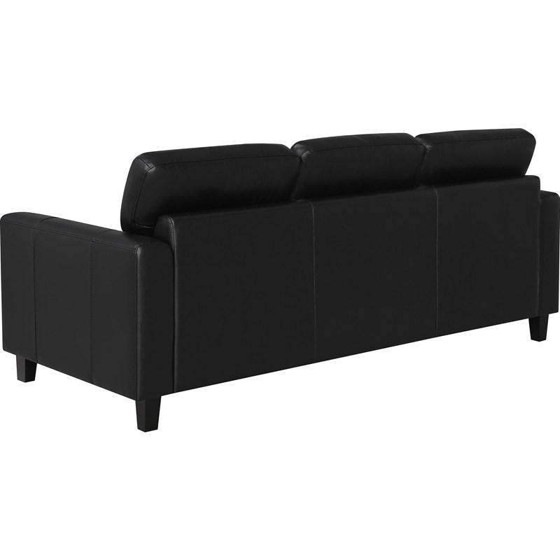 Large Picture of Coaster Furniture Scotland 504664 Faux Leather Upholstered Track Arm Sofa - Black