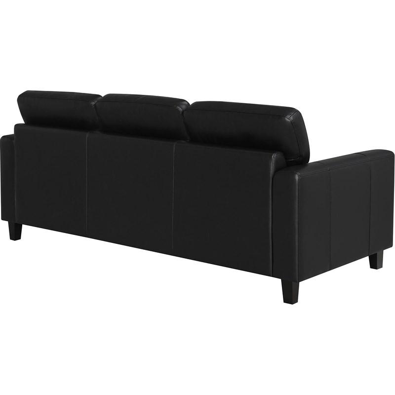 Large Picture of Coaster Furniture Scotland 504664 Faux Leather Upholstered Track Arm Sofa - Black