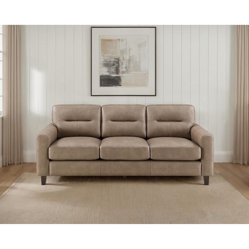 Large Picture of Coaster Furniture Scotland 504667 Faux Leather Upholstered Track Arm Sofa - Brown