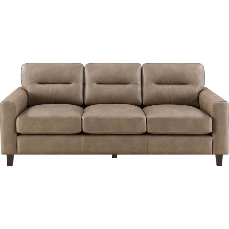 Large Picture of Coaster Furniture Scotland 504667 Faux Leather Upholstered Track Arm Sofa - Brown