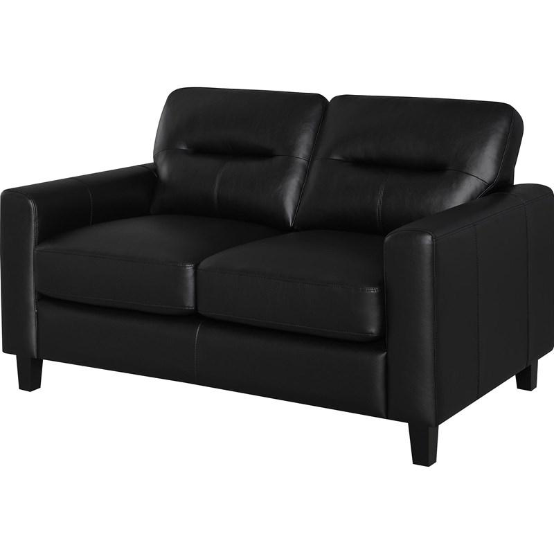 Large Picture of Coaster Furniture Scotland 504665 Faux Leather Upholstered Track Arm Loveseat - Black