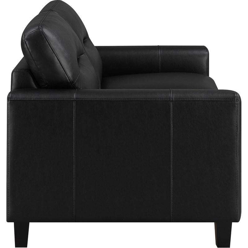 Large Picture of Coaster Furniture Scotland 504665 Faux Leather Upholstered Track Arm Loveseat - Black