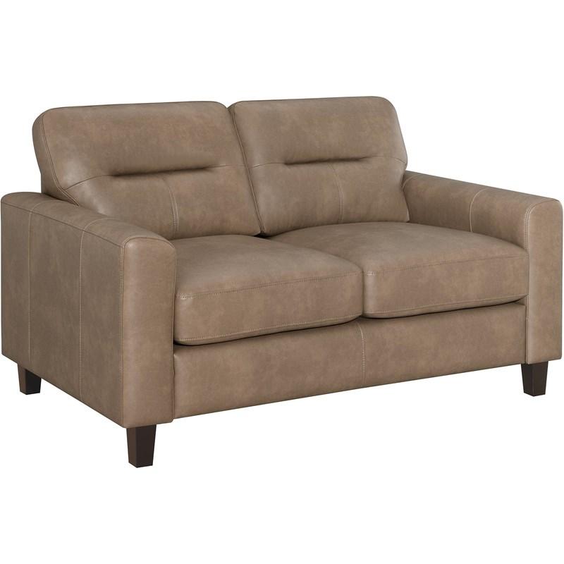 Coaster Furniture Scotland 504668 Faux Leather Upholstered Track Arm Loveseat - Brown