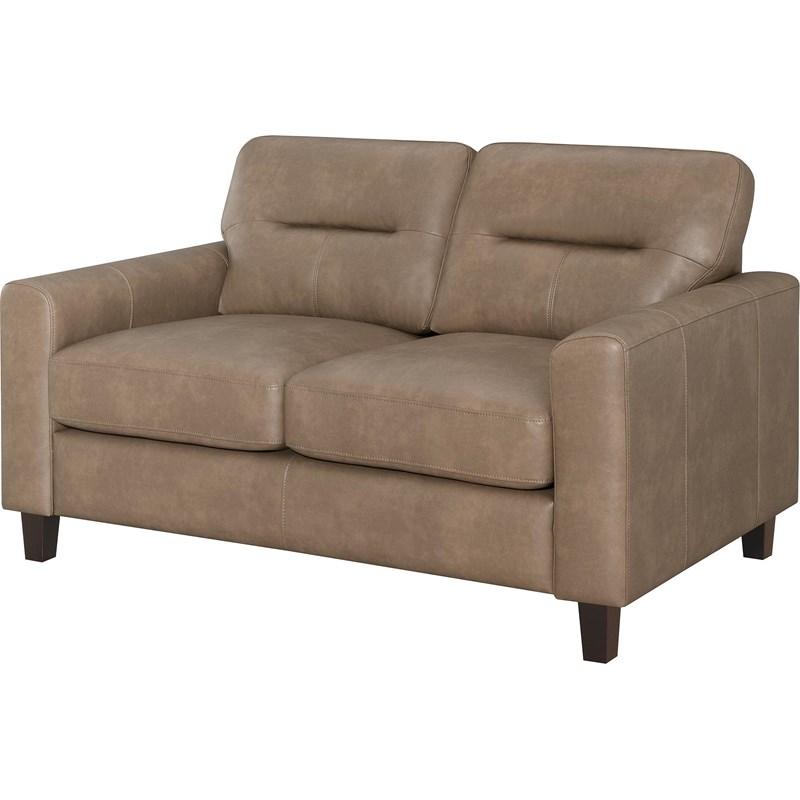 Large Picture of Coaster Furniture Scotland 504668 Faux Leather Upholstered Track Arm Loveseat - Brown